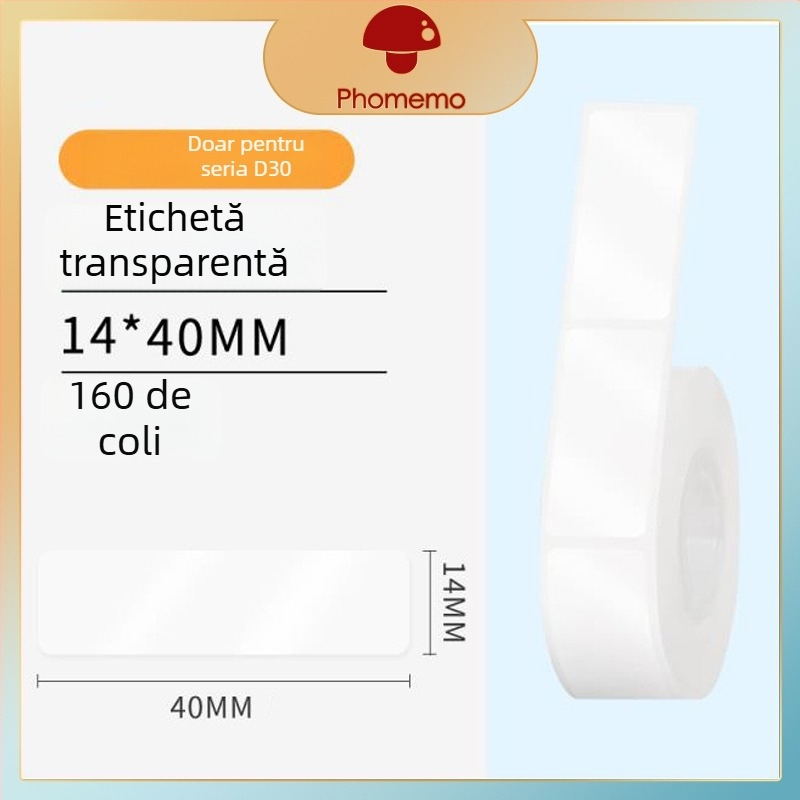 Phomemo D30 imprimantă etichete - hârtie de etichete termică transparentă, etichete autoadezive cu nume, 3 role