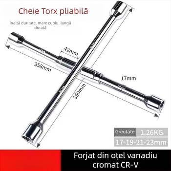 Cheie cu soclu pliabil pentru anvelope – din oțel cu carbon înalt, instrument pentru demontarea roților auto