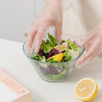 Mănuși TPE de unică folosință, de calitate alimentară, impermeabile, anti-alunecare, transparente, subțiri 0,05–0,1 mm (pentru catering, bucătărie, gătit și uz casnic)