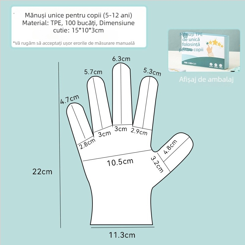 Mănuși TPE de unică folosință, de calitate alimentară, impermeabile, anti-alunecare, transparente, subțiri 0,05–0,1 mm (pentru catering, bucătărie, gătit și uz casnic)