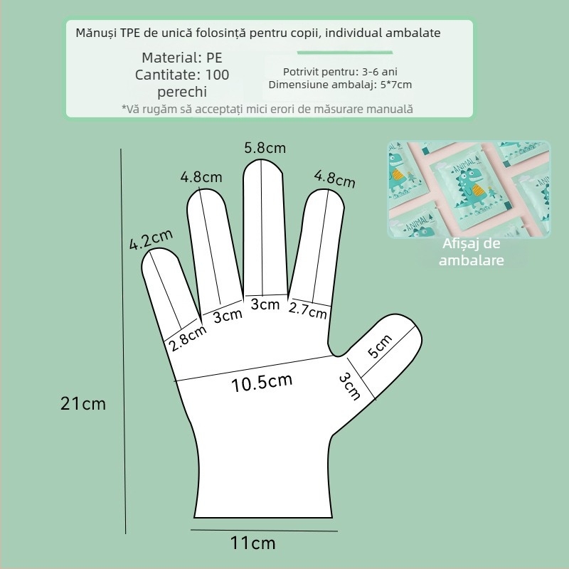 Mănuși TPE de unică folosință, de calitate alimentară, impermeabile, anti-alunecare, transparente, subțiri 0,05–0,1 mm (pentru catering, bucătărie, gătit și uz casnic)