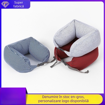 Pernă de gât în formă de U pentru călătorii, cu umplutură din particule de spumă, ușoară, stil japonez, minimalist modern