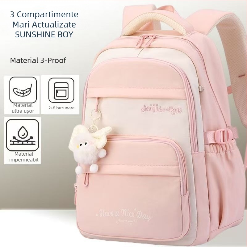 Rucsac unisex din Oxford, ușor, reduce povara, impermeabil, cu protecție a coloanei și stil campus tineret