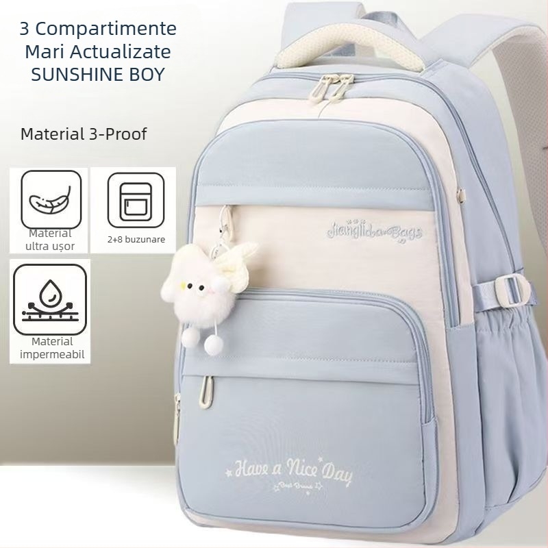 Rucsac unisex din Oxford, ușor, reduce povara, impermeabil, cu protecție a coloanei și stil campus tineret