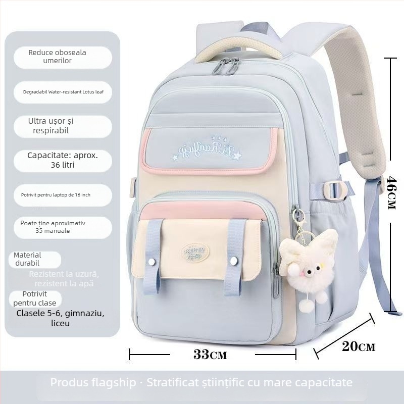 Rucsac unisex din Oxford, ușor, reduce povara, impermeabil, cu protecție a coloanei și stil campus tineret