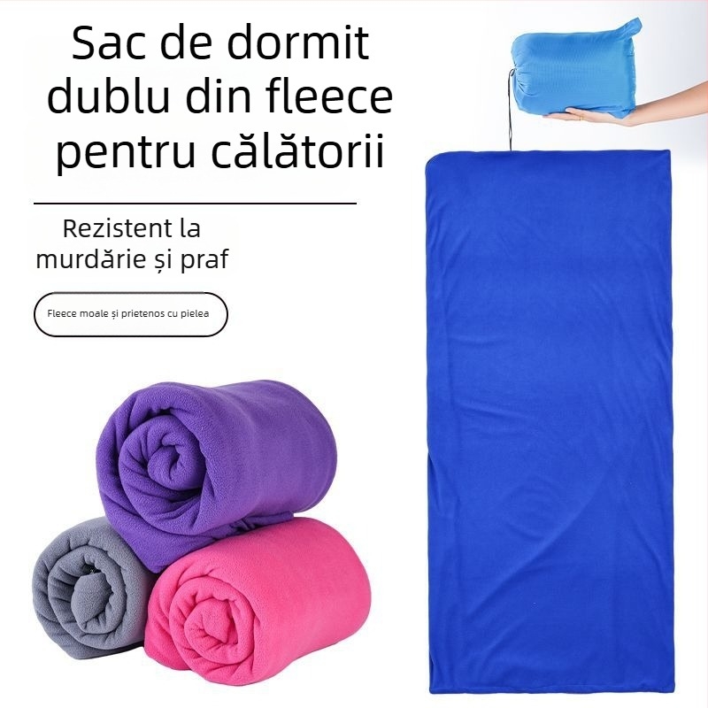 Interior de sac de dormit din fleece, stil plic, pentru adulți, două fețe, gros, rezistent la murdărie, pentru camping și călătorii, material poliester