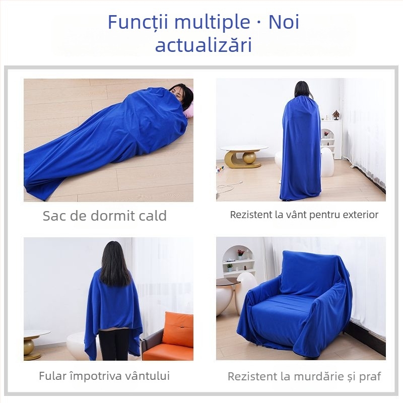 Interior de sac de dormit din fleece, stil plic, pentru adulți, două fețe, gros, rezistent la murdărie, pentru camping și călătorii, material poliester