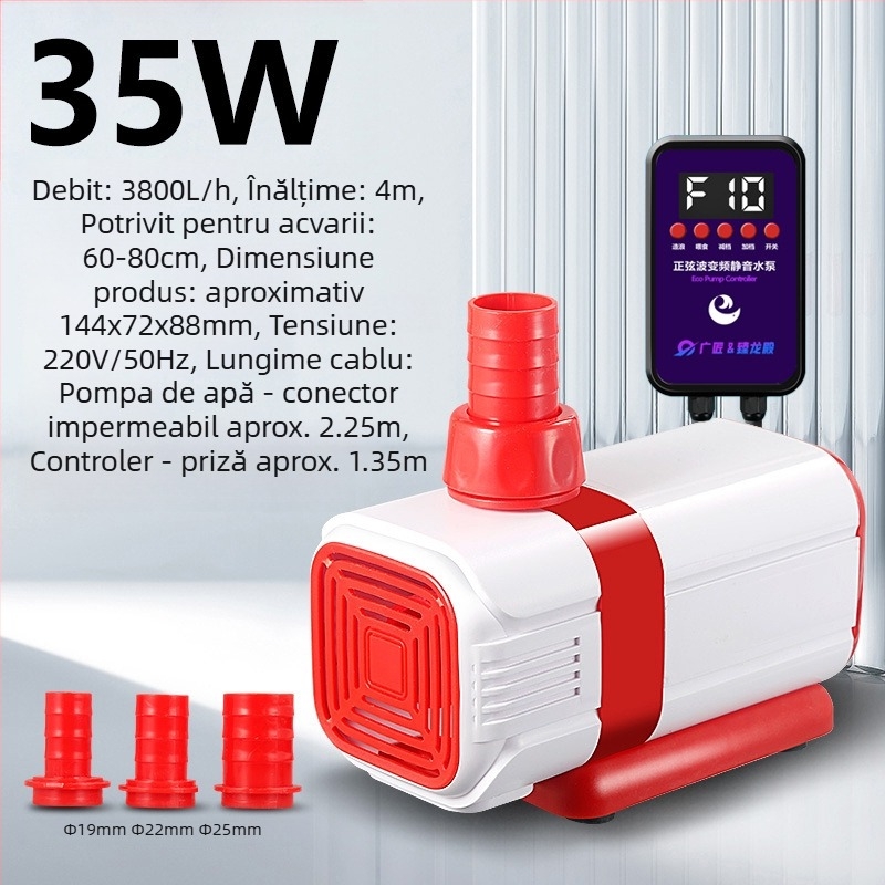 Pompă submersibilă pentru iaz cu pești, control AI inteligent și frecvență variabilă, circulație și filtrare, funcționare silențioasă