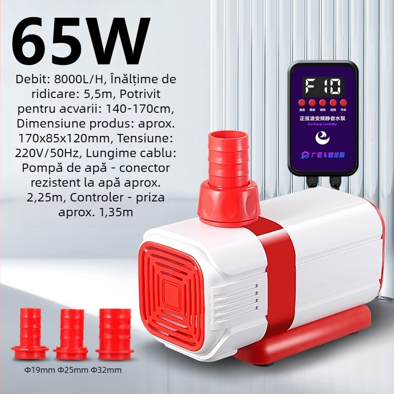 Pompă submersibilă pentru iaz cu pești, control AI inteligent și frecvență variabilă, circulație și filtrare, funcționare silențioasă