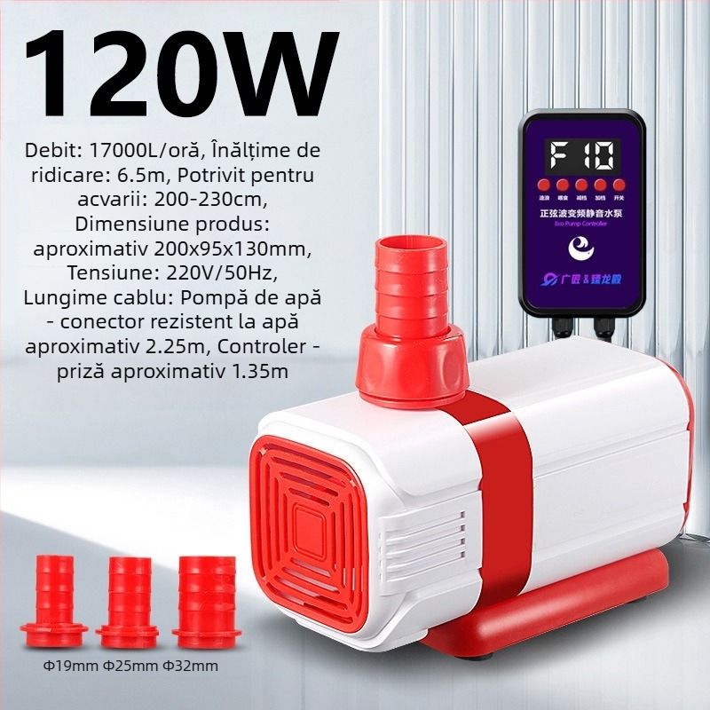 Pompă submersibilă pentru iaz cu pești, control AI inteligent și frecvență variabilă, circulație și filtrare, funcționare silențioasă