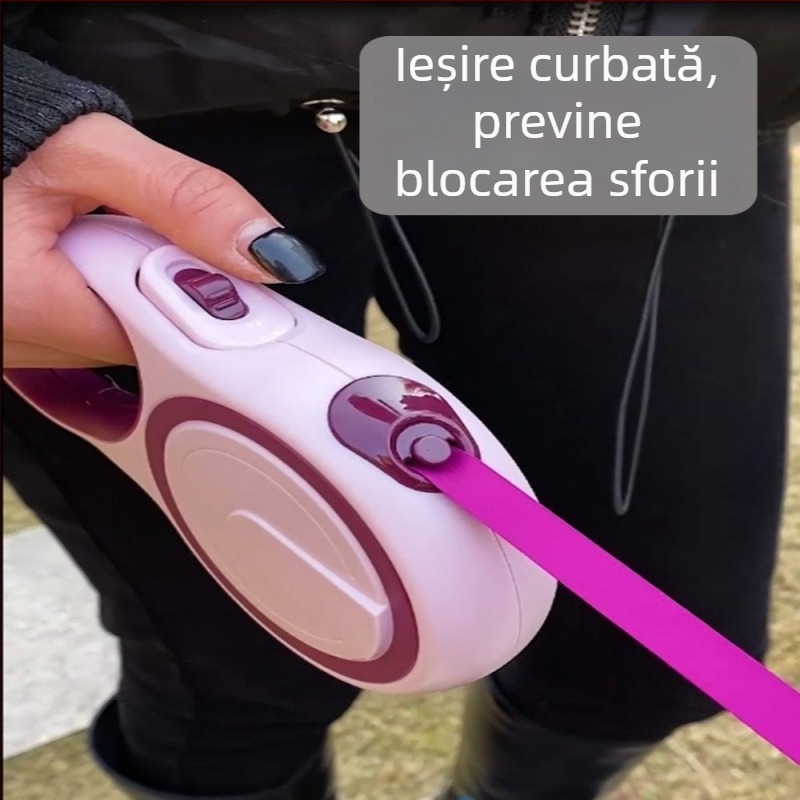 Lesă de câine telescopic automată cu frânghie retractabilă (Telescopic; Automat; Pentru câini; Frânghie)