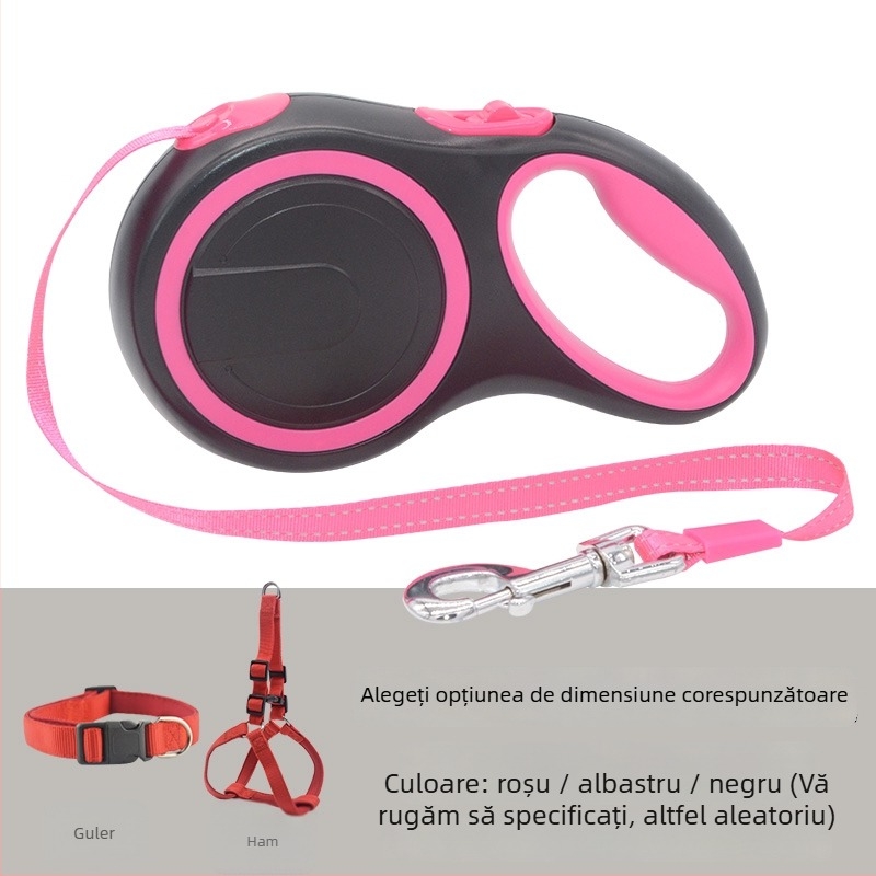 Lesă de câine telescopic automată cu frânghie retractabilă (Telescopic; Automat; Pentru câini; Frânghie)
