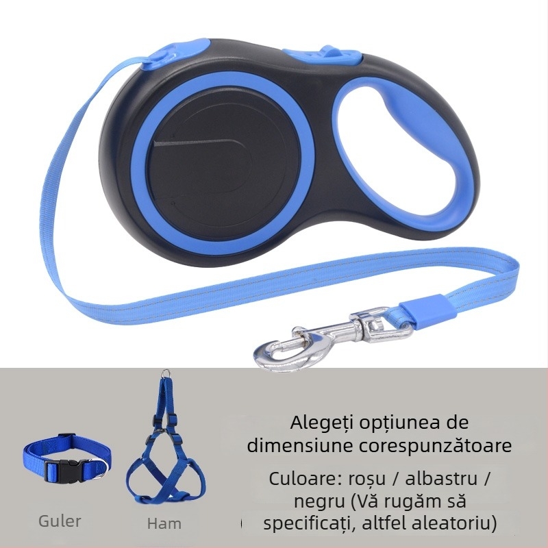 Lesă de câine telescopic automată cu frânghie retractabilă (Telescopic; Automat; Pentru câini; Frânghie)