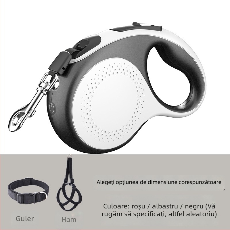 Lesă de câine telescopic automată cu frânghie retractabilă (Telescopic; Automat; Pentru câini; Frânghie)