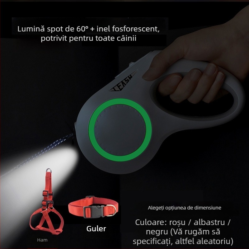 Lesă de câine telescopic automată cu frânghie retractabilă (Telescopic; Automat; Pentru câini; Frânghie)