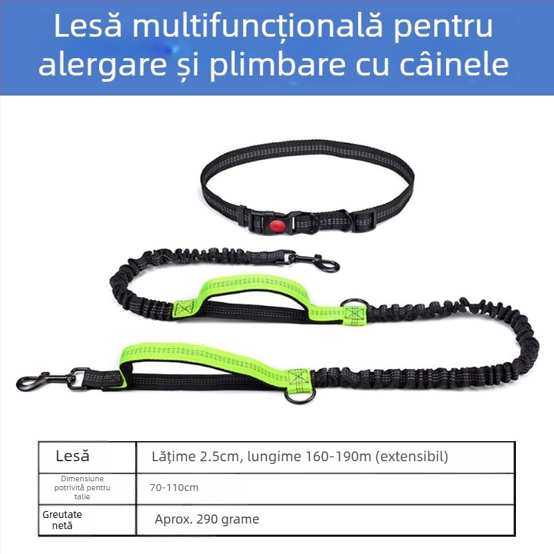 Lesă pentru talie pentru pisici, fără mâini, cu sfoară retractabilă