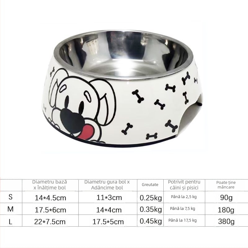 Vas de hrană pentru câini, melamină și oțel inoxidabil, brand Hundred Loves, origine Zhongshan