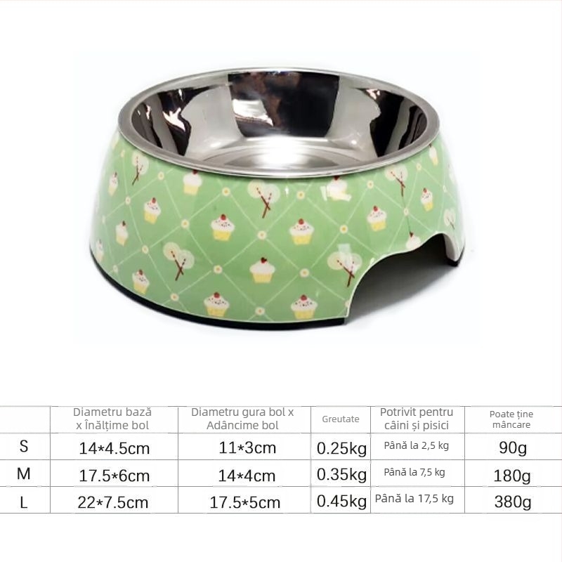 Vas de hrană pentru câini, melamină și oțel inoxidabil, brand Hundred Loves, origine Zhongshan