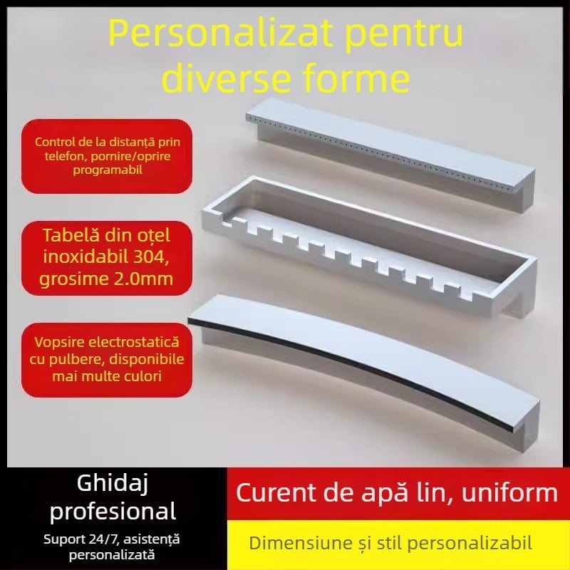 Fântână programabilă pentru iaz cu pești, cascadă pe perete, oțel inoxidabil 304, peisaj