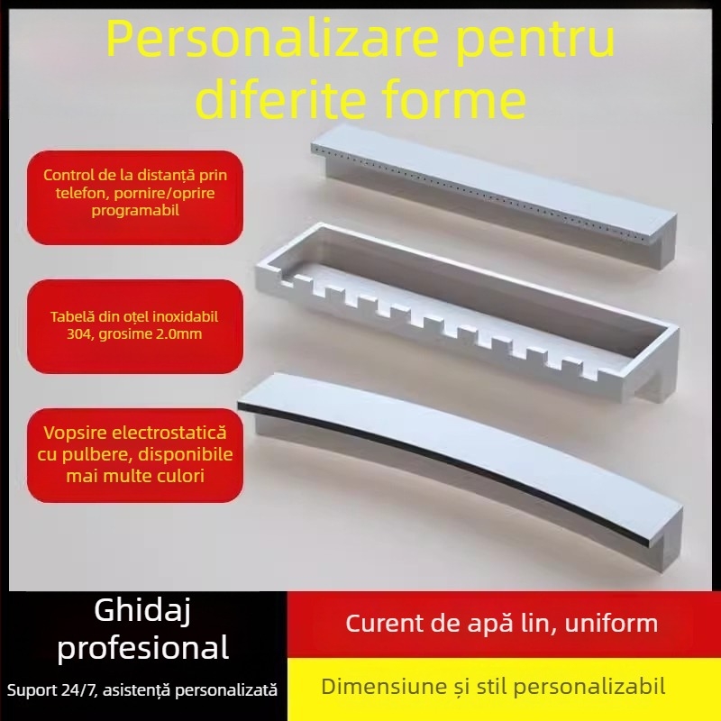 Fântână programabilă pentru iaz cu pești, cascadă pe perete, oțel inoxidabil 304, peisaj