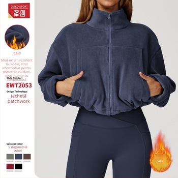 Geacă de damă de iarnă cu guler înalt, rezistent la vânt, căptușită cu fleece, țesătură Oxford Velvet