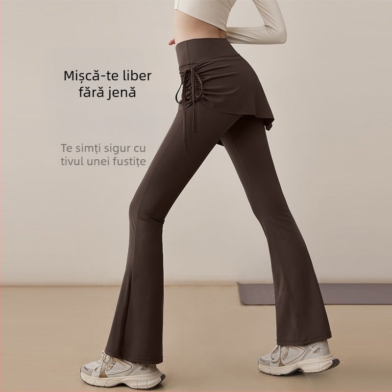 Pantaloni Yoga Bell Bottom pentru femei, talie înaltă, uscare rapidă, poliester 82.5% / spandex 17.5%