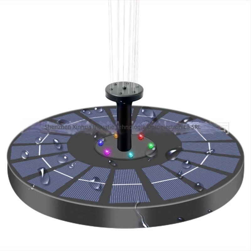 Fântână solară de exterior cu duză rotativă și jet în model, baie plutitoare pentru păsări