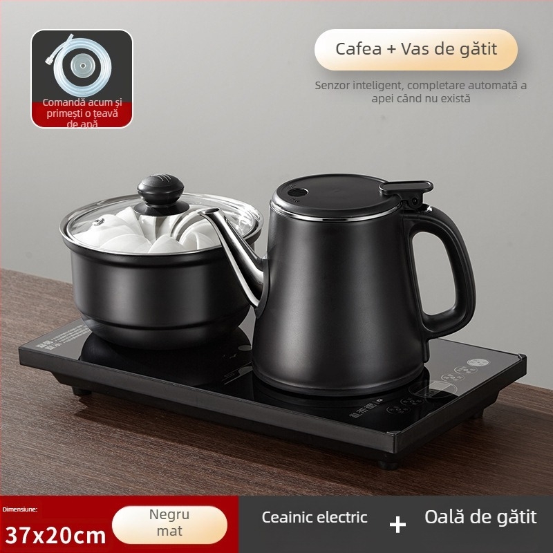 Plită electrică pentru ceai cu ceainic încorporat și pompă de apă – 2 arzătoare cu inducție, capacitate 1–2 L, control tactil, putere 1000–1500 W, bază 360°