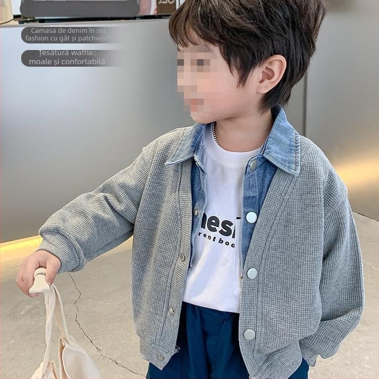 Jachetă pentru copii, stil coreean, model solid, țesătură poliesterică, pentru băieți