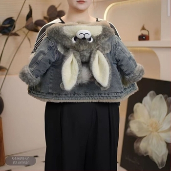 Jachetă pentru copii cu glugă, iarnă, bumbac, imprimeu desen animat