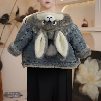 Jachetă pentru copii cu glugă, iarnă, bumbac, imprimeu desen animat