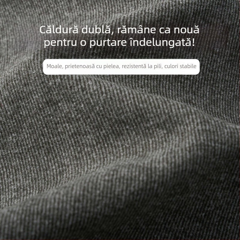 Jachetă bărbătească din amestec de poliester, cu căptușeală de fleece, guler înalt, mâneci lungi, fără glugă