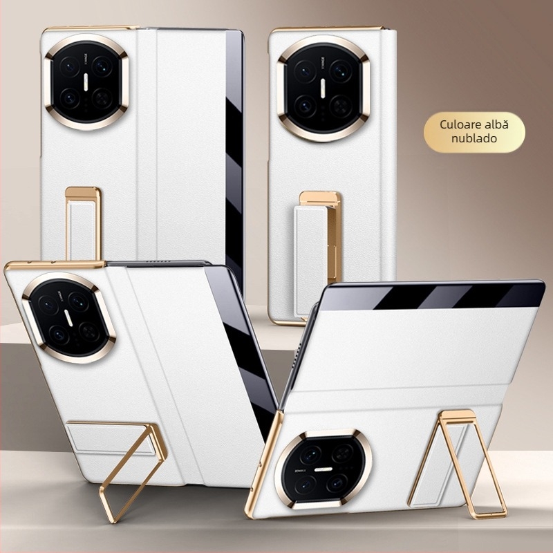 Husă Flip din piele ecologică pentru Huawei MateX7, finisaj electroplacat, funcție magnetică de trezire/odihnă, suport pentru brățară