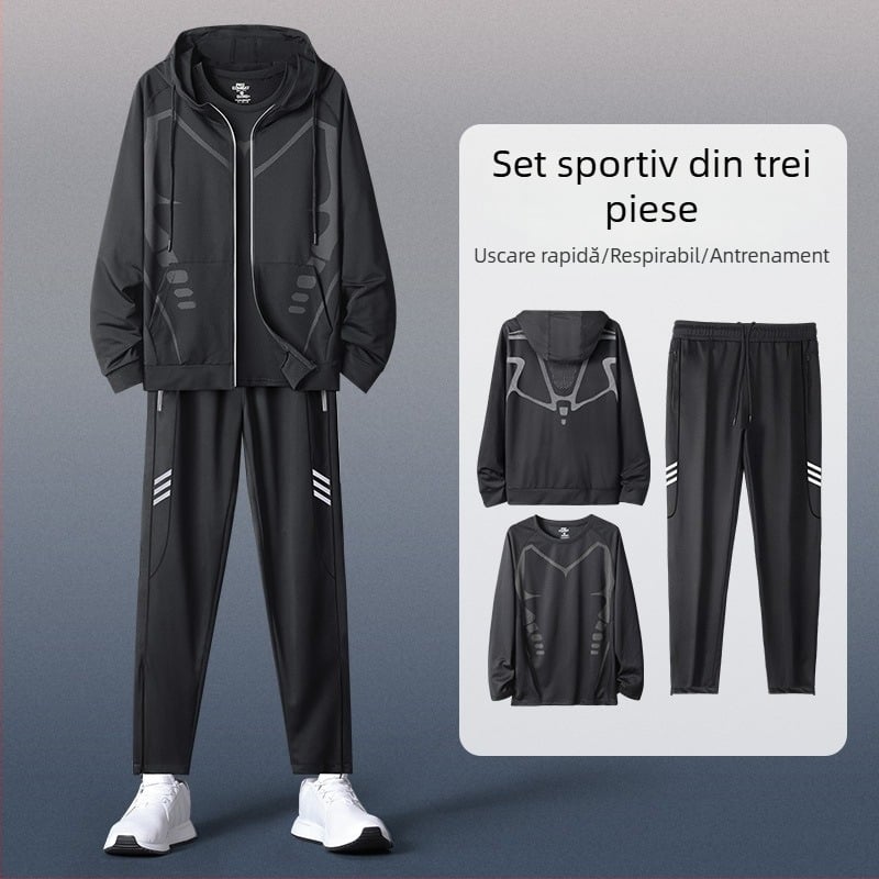 Set sportiv pentru bărbați cu glugă, mânecă lungă – casual poliester