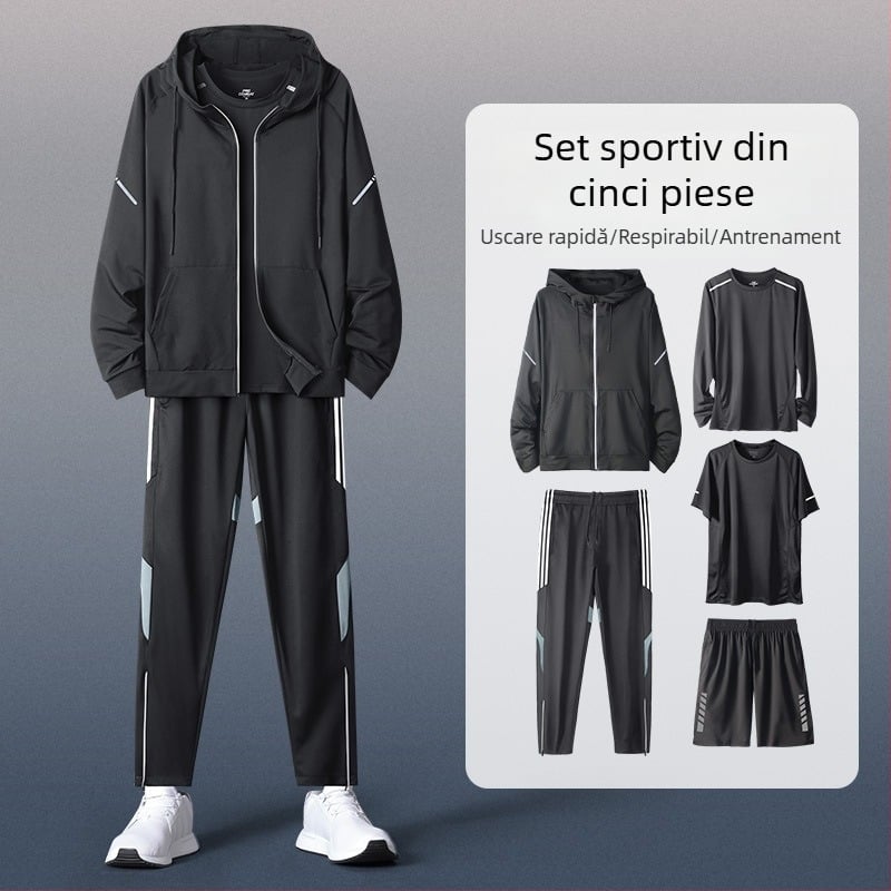 Set sportiv pentru bărbați cu glugă, mânecă lungă – casual poliester