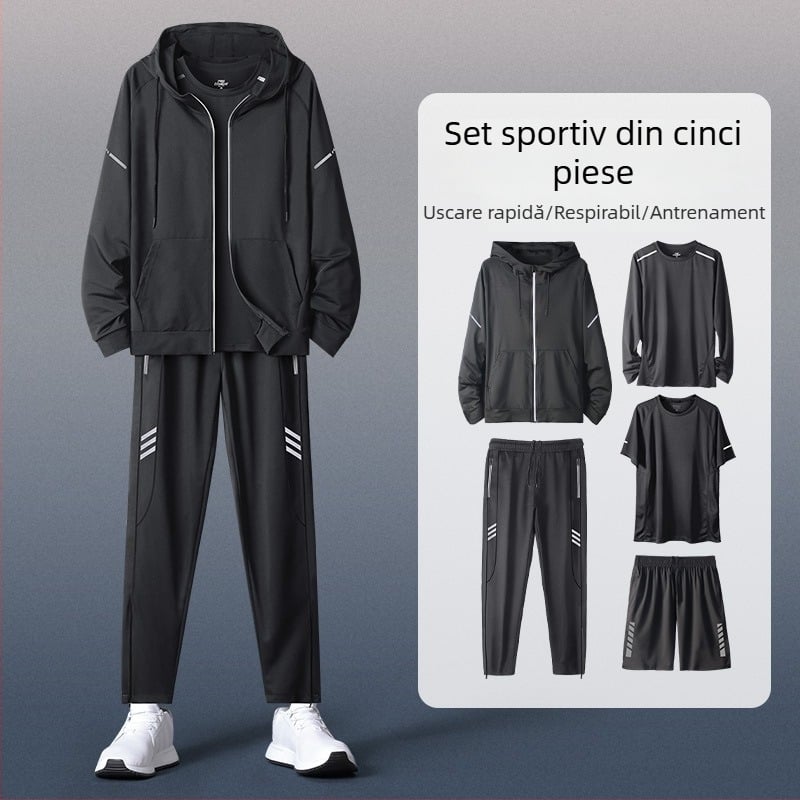 Set sportiv pentru bărbați cu glugă, mânecă lungă – casual poliester