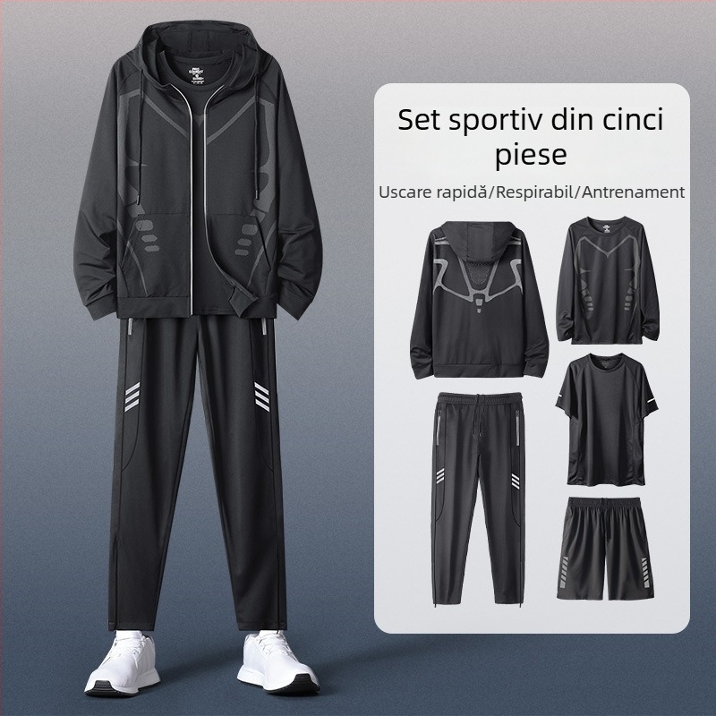 Set sportiv pentru bărbați cu glugă, mânecă lungă – casual poliester
