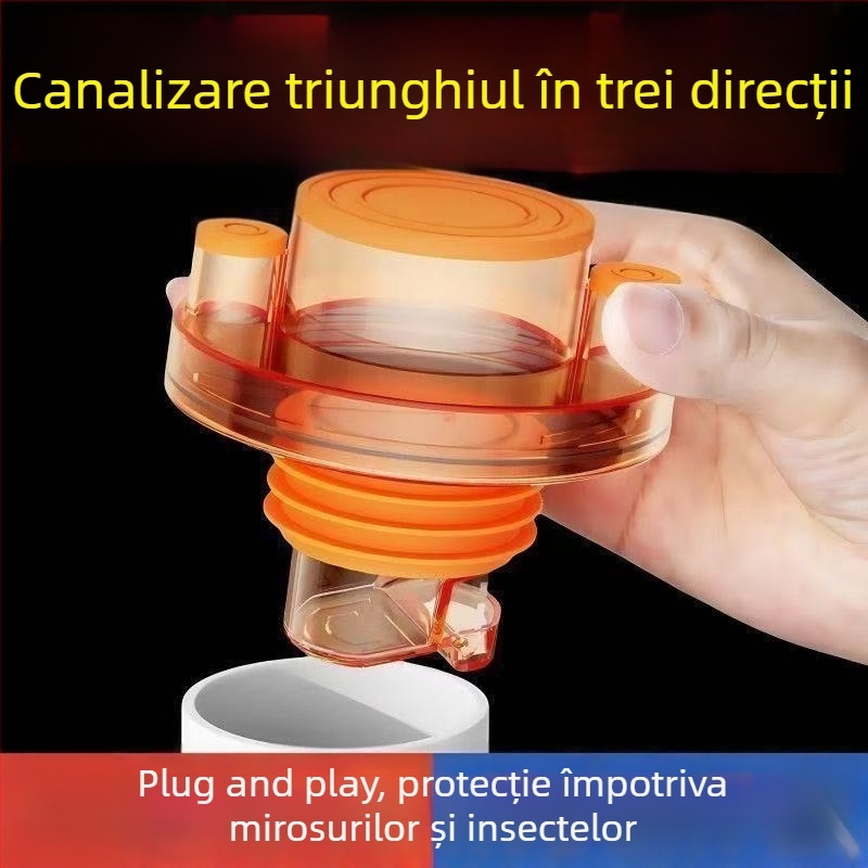 Țeavă de scurgere pentru podea cu dispozitiv anti miros în trei direcții, dop etanș — Brand Huge; Material ABS + gel de siliciu; Model Orange drain tee sealing plug; Greutate netă 100 g