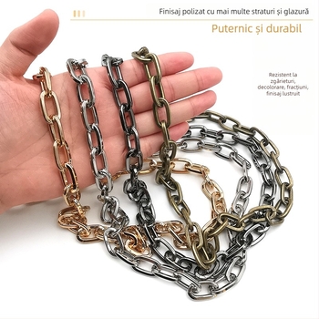 Lanț decorativ din fier, electroplacat, Jin Ming, puritate 800 argint, formă dreptunghiulară sau ovală