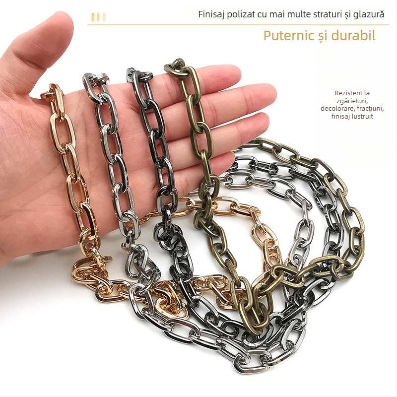 Lanț decorativ din fier, electroplacat, Jin Ming, puritate 800 argint, formă dreptunghiulară sau ovală