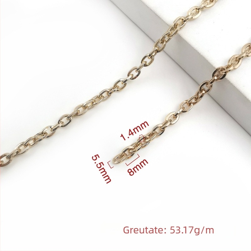 Lanț decorativ din fier, electroplacat, Jin Ming, puritate 800 argint, formă dreptunghiulară sau ovală