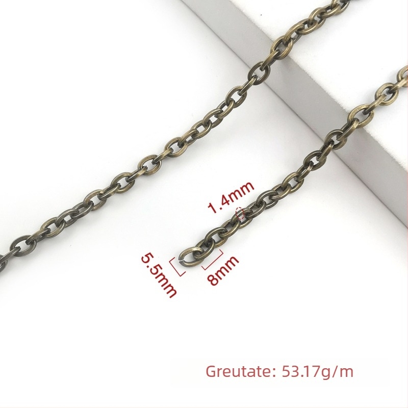 Lanț decorativ din fier, electroplacat, Jin Ming, puritate 800 argint, formă dreptunghiulară sau ovală