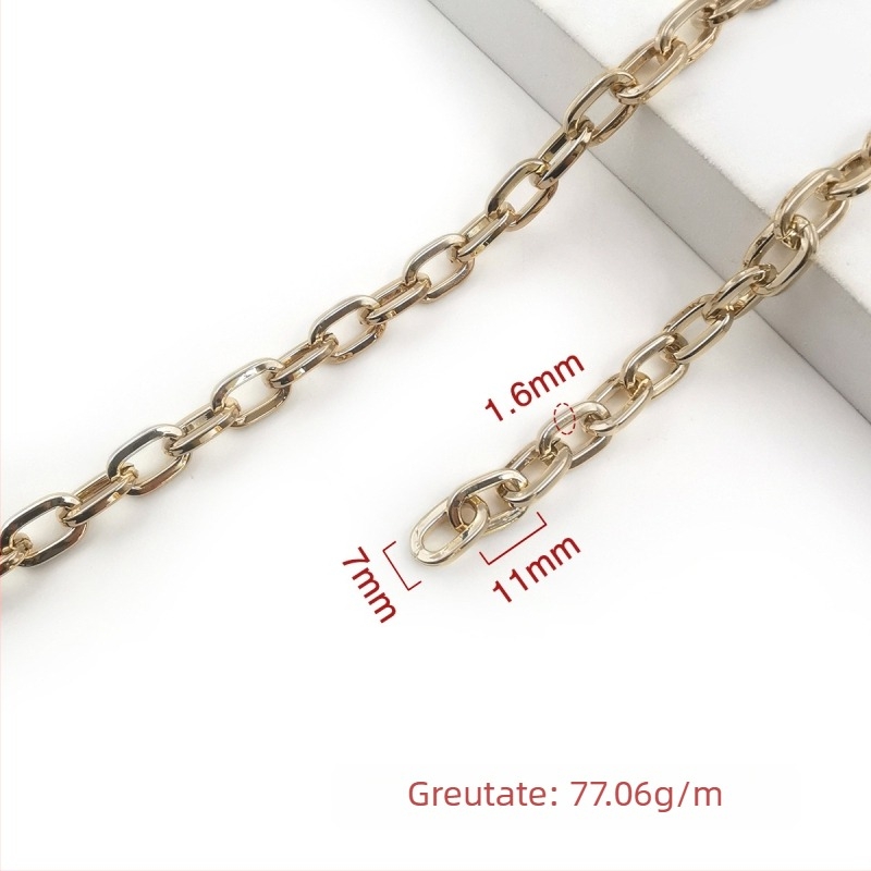 Lanț decorativ din fier, electroplacat, Jin Ming, puritate 800 argint, formă dreptunghiulară sau ovală