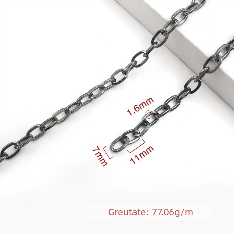 Lanț decorativ din fier, electroplacat, Jin Ming, puritate 800 argint, formă dreptunghiulară sau ovală