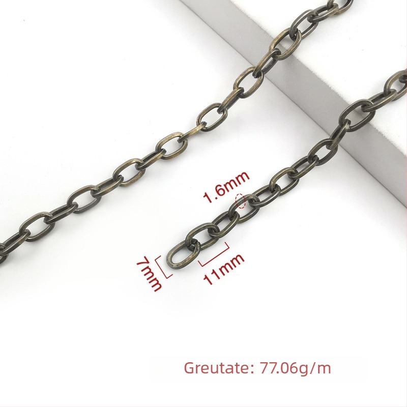 Lanț decorativ din fier, electroplacat, Jin Ming, puritate 800 argint, formă dreptunghiulară sau ovală