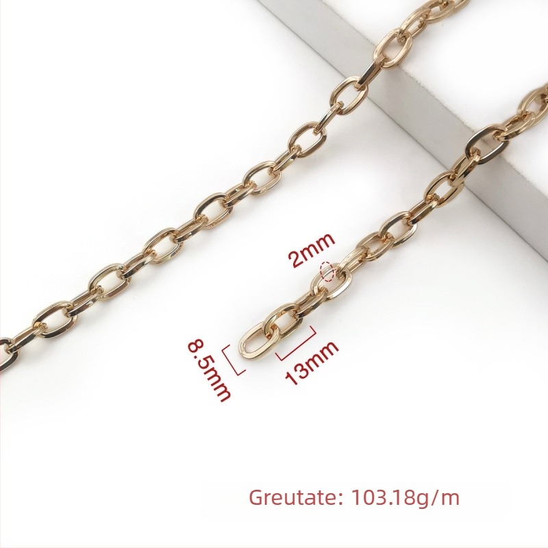 Lanț decorativ din fier, electroplacat, Jin Ming, puritate 800 argint, formă dreptunghiulară sau ovală