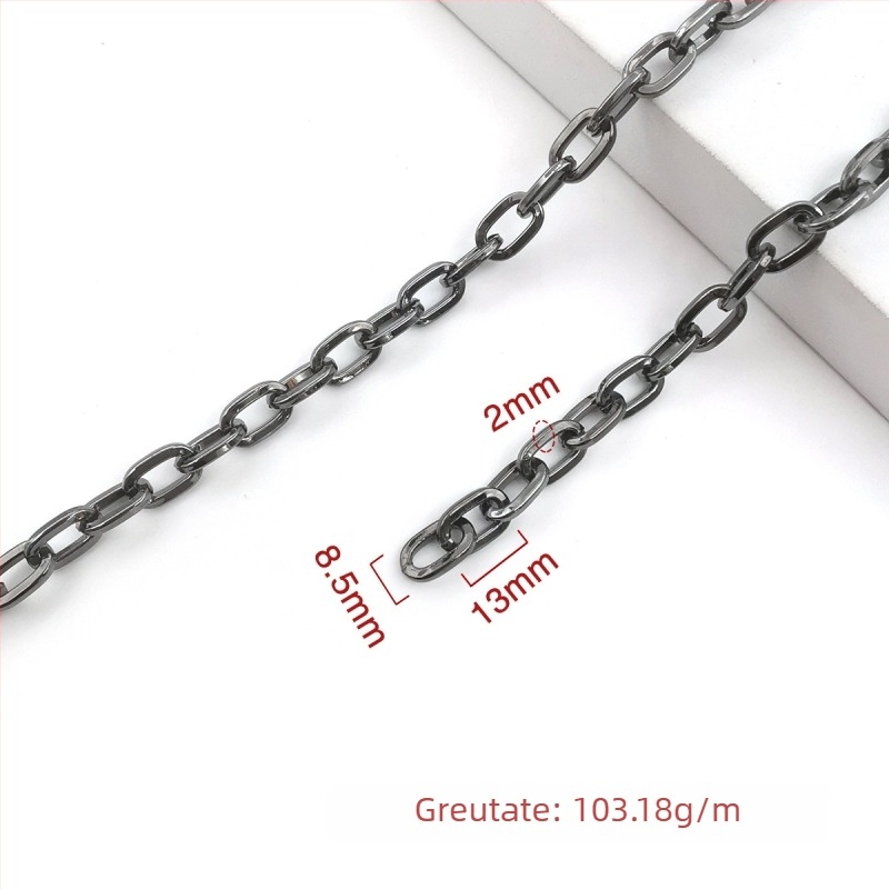 Lanț decorativ din fier, electroplacat, Jin Ming, puritate 800 argint, formă dreptunghiulară sau ovală