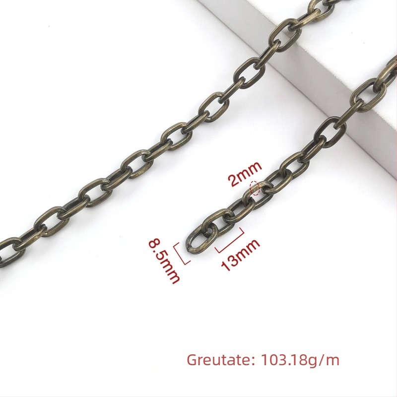 Lanț decorativ din fier, electroplacat, Jin Ming, puritate 800 argint, formă dreptunghiulară sau ovală