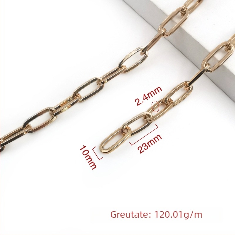 Lanț decorativ din fier, electroplacat, Jin Ming, puritate 800 argint, formă dreptunghiulară sau ovală