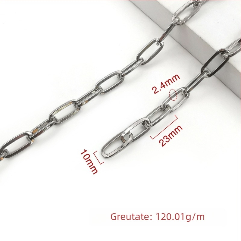 Lanț decorativ din fier, electroplacat, Jin Ming, puritate 800 argint, formă dreptunghiulară sau ovală